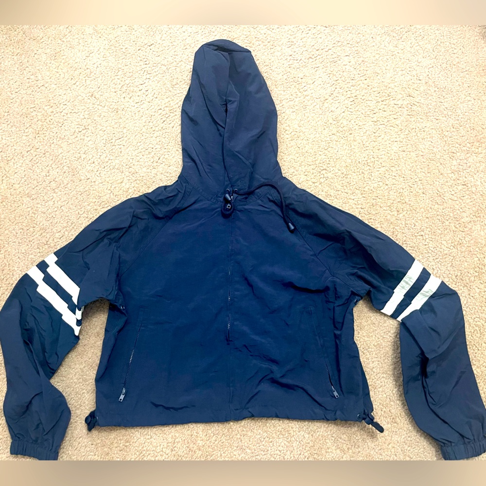 BRANDY MELVILLE John Galt Blue zip up Rain Jacket